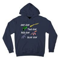 One Gun Two Gun Red Gun Blue Gun Tall Hoodie