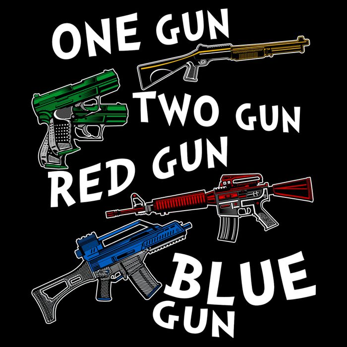 One Gun Two Gun Red Gun Blue Gun Funny Weapons City Backpack