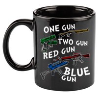 One Gun Two Gun Red Gun Blue Gun Funny Weapons 11oz C Handle Ceramic Mug