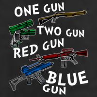 One Gun Two Gun Red Gun Blue Gun Funny Weapons 11oz C Handle Ceramic Mug