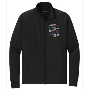 One Gun Two Gun Red Gun Blue Gun Funny Weapons Stretch Full-Zip Cadet Jacket