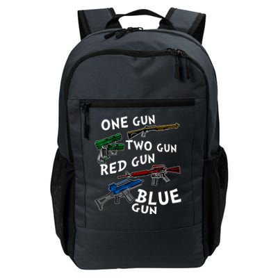 One Gun Two Gun Red Gun Blue Gun Funny Weapons Daily Commute Backpack