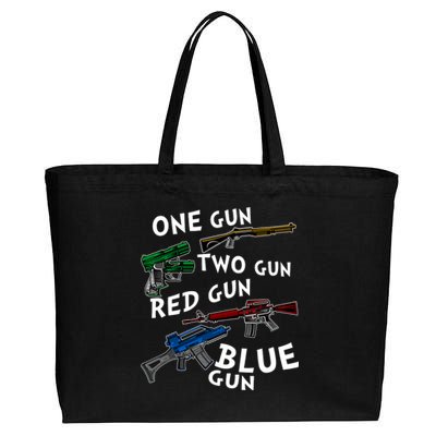 One Gun Two Gun Red Gun Blue Gun Funny Weapons Cotton Canvas Jumbo Tote