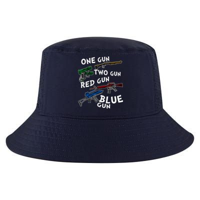 One Gun Two Gun Red Gun Blue Gun Funny Weapons Cool Comfort Performance Bucket Hat