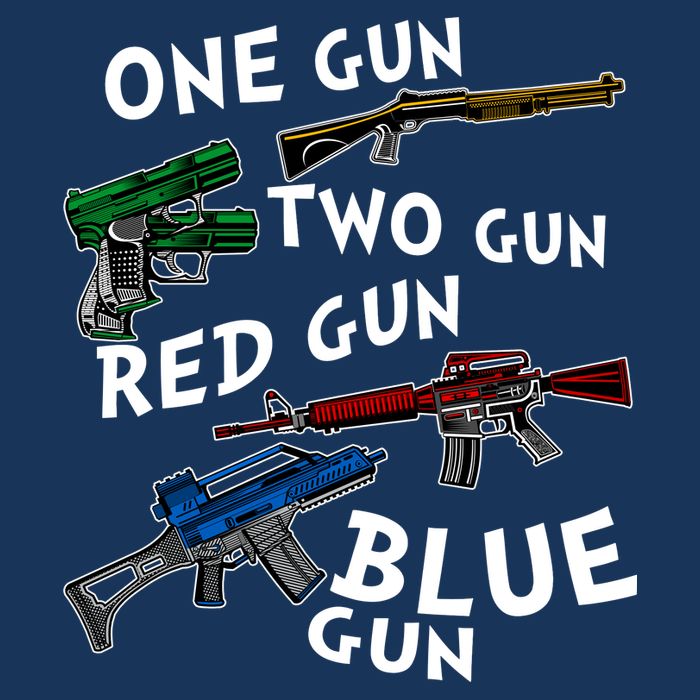 One Gun Two Gun Red Gun Blue Gun Funny Weapons Cool Comfort Performance Bucket Hat