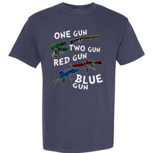 One Gun Two Gun Red Gun Blue Gun Funny Weapons Garment-Dyed Heavyweight T-Shirt