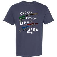 One Gun Two Gun Red Gun Blue Gun Funny Weapons Garment-Dyed Heavyweight T-Shirt