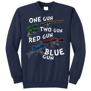 One Gun Two Gun Red Gun Blue Gun Funny Weapons Sweatshirt