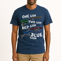 One Gun Two Gun Red Gun Blue Gun Funny Weapons Tall T-Shirt