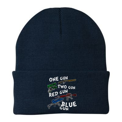 One Gun Two Gun Red Gun Blue Gun Funny Weapons Knit Cap Winter Beanie