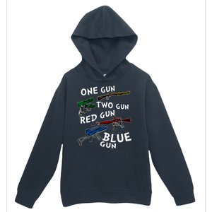 One Gun Two Gun Red Gun Blue Gun Funny Weapons Urban Pullover Hoodie