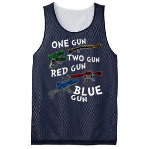 One Gun Two Gun Red Gun Blue Gun Funny Weapons Mesh Reversible Basketball Jersey Tank