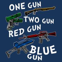 One Gun Two Gun Red Gun Blue Gun Funny Weapons Poster