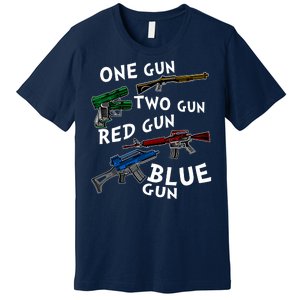 One Gun Two Gun Red Gun Blue Gun Funny Weapons Premium T-Shirt