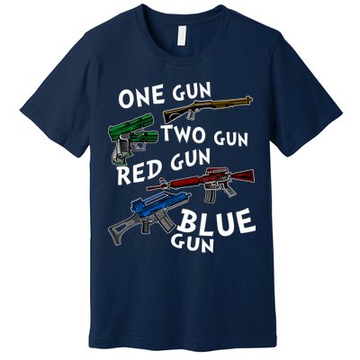 One Gun Two Gun Red Gun Blue Gun Funny Weapons Premium T-Shirt