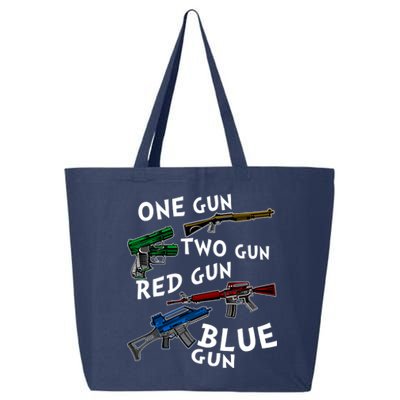 One Gun Two Gun Red Gun Blue Gun Funny Weapons 25L Jumbo Tote