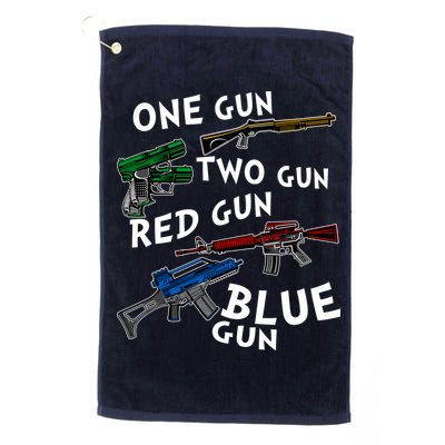 One Gun Two Gun Red Gun Blue Gun Funny Weapons Golf Towel