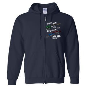 One Gun Two Gun Red Gun Blue Gun Funny Weapons Full Zip Hoodie