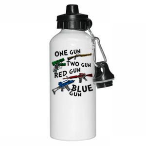 One Gun Two Gun Red Gun Blue Gun Funny Weapons Aluminum Water Bottle