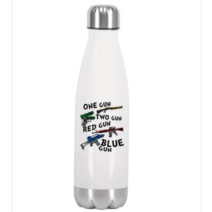 One Gun Two Gun Red Gun Blue Gun Funny Weapons Stainless Steel Insulated Water Bottle