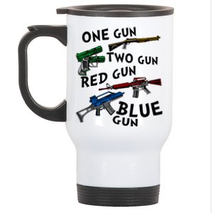 One Gun Two Gun Red Gun Blue Gun Funny Weapons Stainless Steel Travel Mug