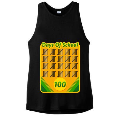 One Hundred Days Of School Crayons Ladies PosiCharge Tri-Blend Wicking Tank