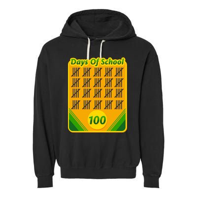 One Hundred Days Of School Crayons Garment-Dyed Fleece Hoodie