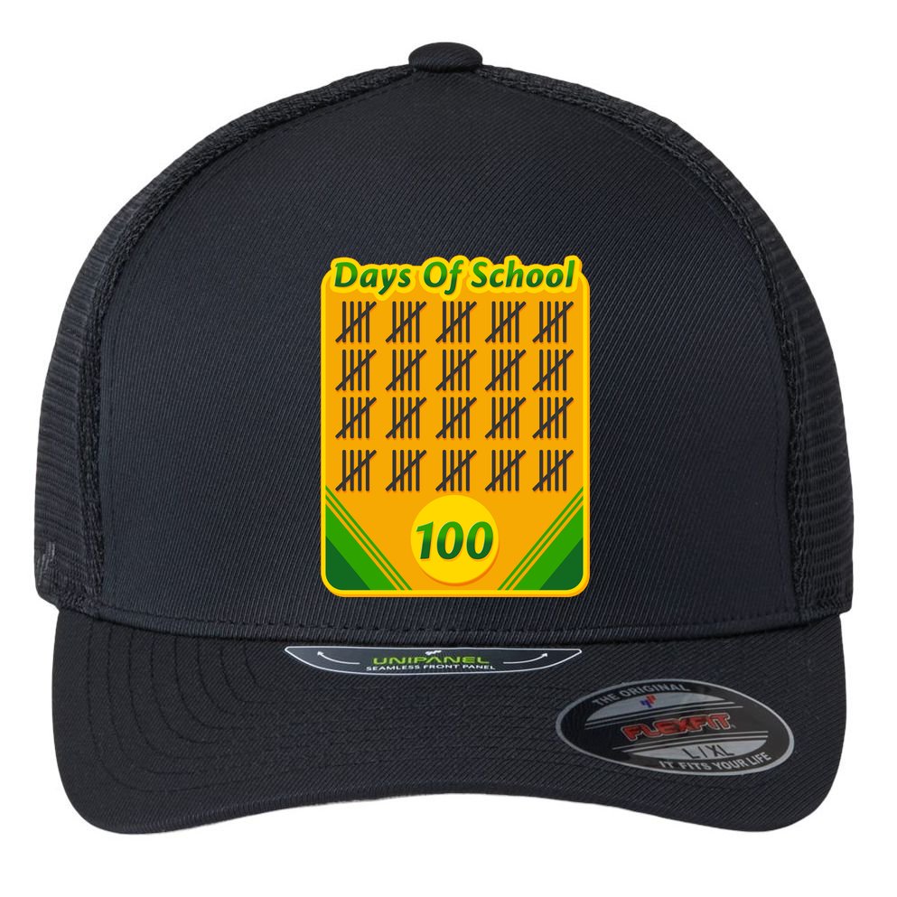 One Hundred Days Of School Crayons Flexfit Unipanel Trucker Cap
