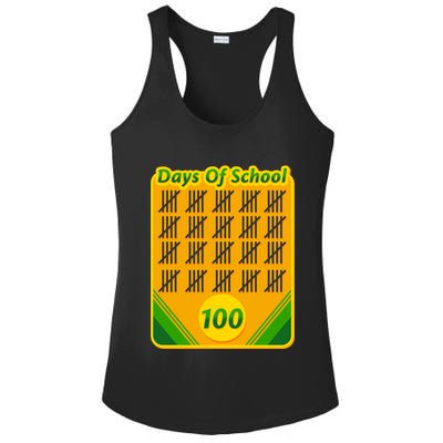 One Hundred Days Of School Crayons Ladies PosiCharge Competitor Racerback Tank