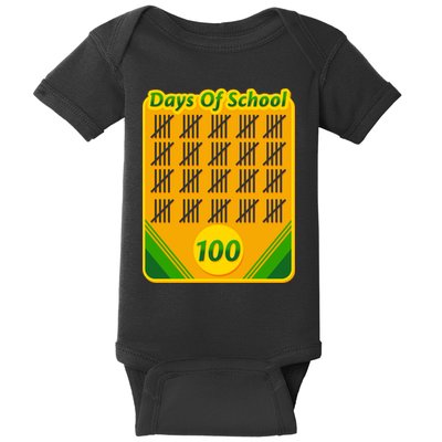 One Hundred Days Of School Crayons Baby Bodysuit