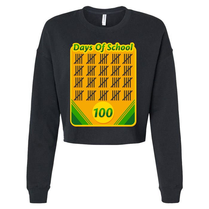 One Hundred Days Of School Crayons Cropped Pullover Crew