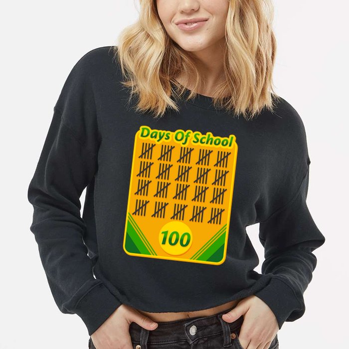 One Hundred Days Of School Crayons Cropped Pullover Crew