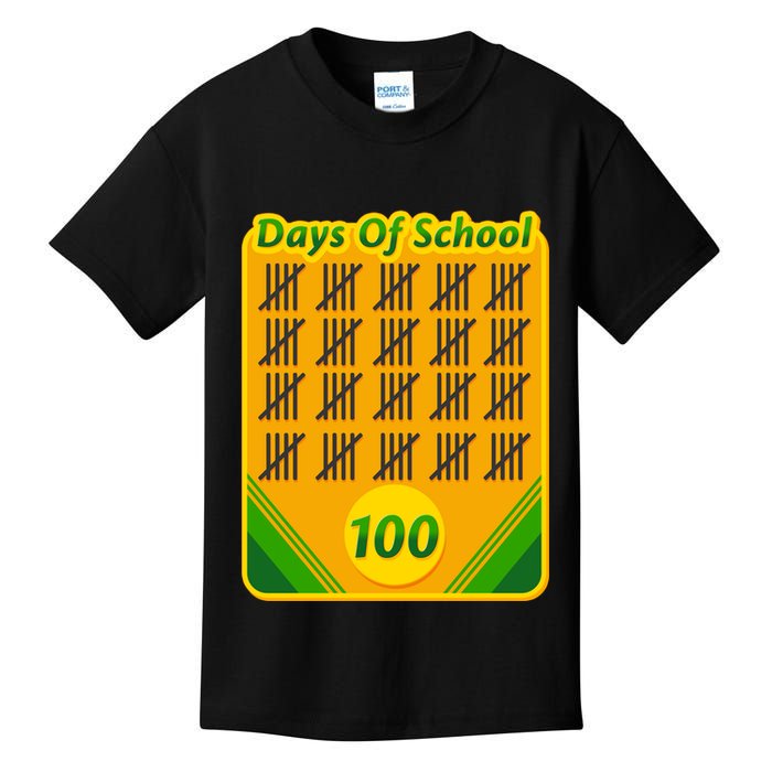 One Hundred Days Of School Crayons Kids T-Shirt