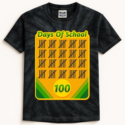 One Hundred Days Of School Crayons Kids Tie-Dye T-Shirt