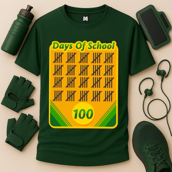 One Hundred Days Of School Crayons Cooling Performance Crew T-Shirt
