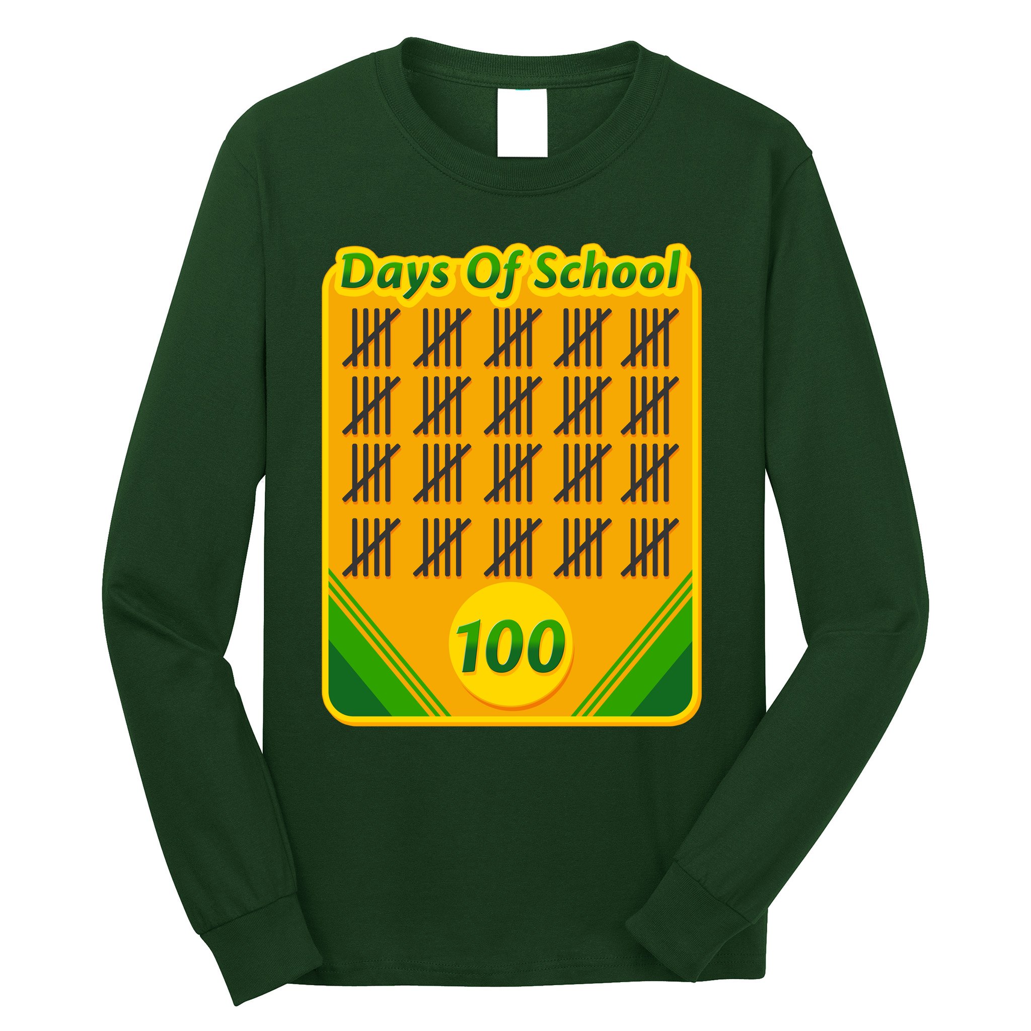 One Hundred Days Of School Crayons Long Sleeve Shirt