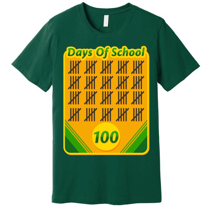 One Hundred Days Of School Crayons Premium T-Shirt