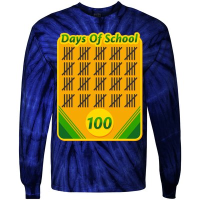 One Hundred Days Of School Crayons Tie-Dye Long Sleeve Shirt