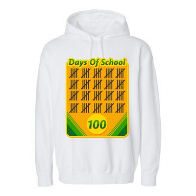 One Hundred Days Of School Crayons Garment-Dyed Fleece Hoodie