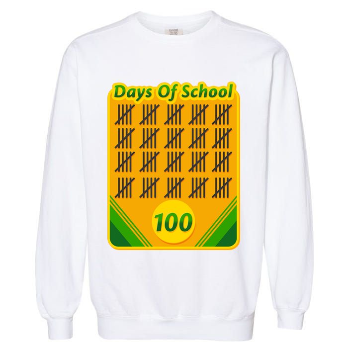 One Hundred Days Of School Crayons Garment-Dyed Sweatshirt