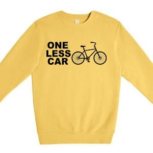 One Less Car Funny Cycling Premium Crewneck Sweatshirt