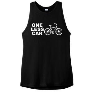 One Less Car Funny Cycling Ladies PosiCharge Tri-Blend Wicking Tank