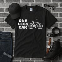 One Less Car Funny Cycling Tall T-Shirt