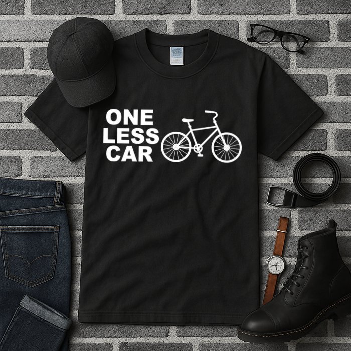 One Less Car Funny Cycling Tall T-Shirt