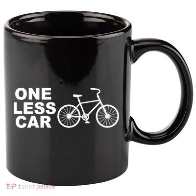 One Less Car Funny Cycling 11oz C Handle Ceramic Mug
