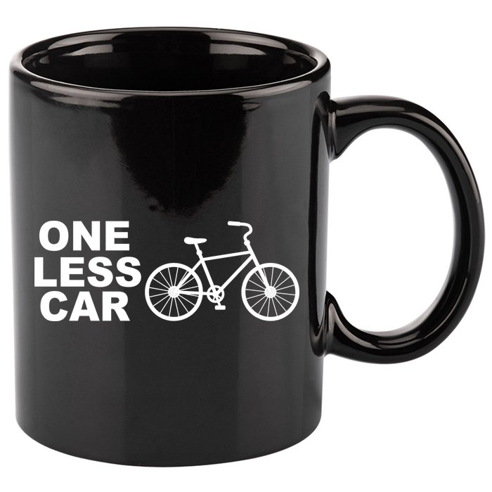 One Less Car Funny Cycling 11oz C Handle Ceramic Mug