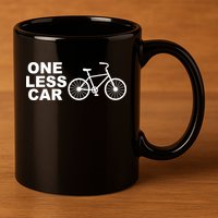 One Less Car Funny Cycling 11oz C Handle Ceramic Mug