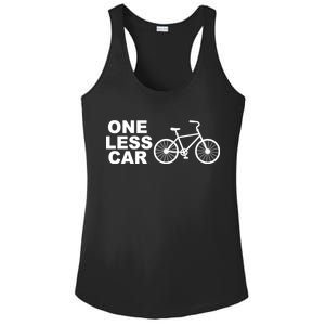 One Less Car Funny Cycling Ladies PosiCharge Competitor Racerback Tank