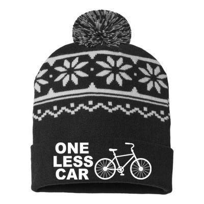 One Less Car Funny Cycling USA-Made Snowflake Beanie