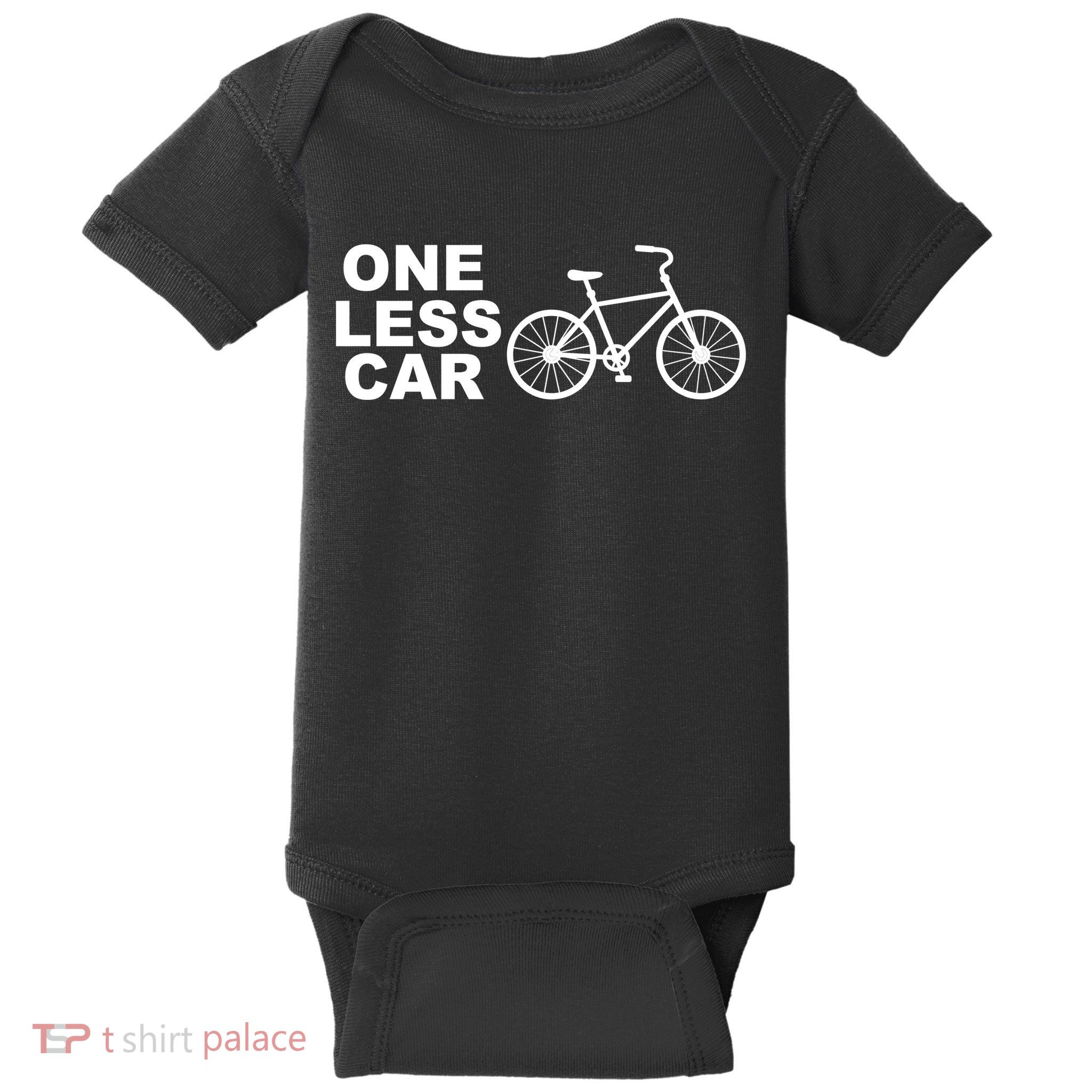 One Less Car Funny Cycling Baby Bodysuit